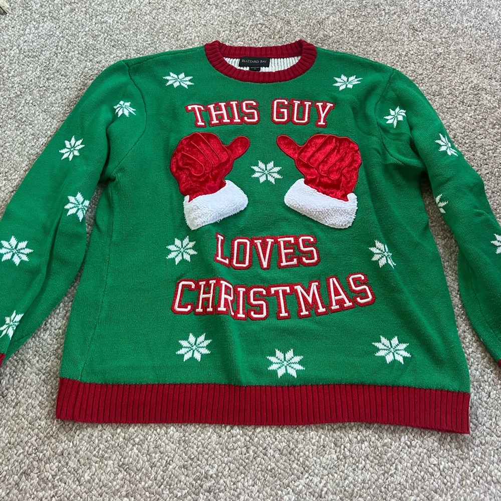 Large “This Guy Loves Christmas” ugly sweater by Blizzard Bay.
